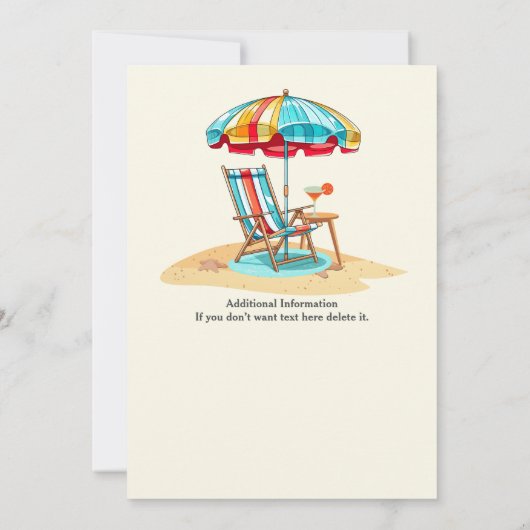 トロピカルリラックスカクテルビーチ椅子とリタイア 招待状 (裏面)
