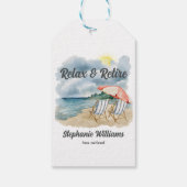 トロピカルリラックスビーチチェアをテーマにしたパーティー ギフトタグ (裏面)