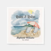 トロピカルリラックスビーチチェアをテーマにしたパーティー スタンダードカクテルナプキン (正面)