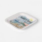 トロピカルリラックスビーチチェアをテーマにしたパーティー ペーパープレート (傾斜あり)