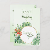 トロピカルリングや輪ウェディングRSVP（食事なしオプション付き） 出欠カード (正面/裏面)