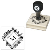 トロピカルリースグリーンリーファミリーネーム&モノグラム ラバースタンプ (押印)