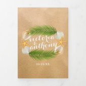 トロピカルリースサンディビーチ結婚式スイート 三つ折り招待状 (カバー)