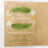 トロピカルリースサンディビーチ結婚式スイート 三つ折り招待状 (内部最初)