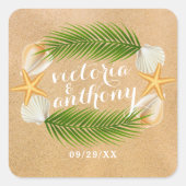 トロピカルリースサンディビーチ結婚式 スクエアシール (正面)