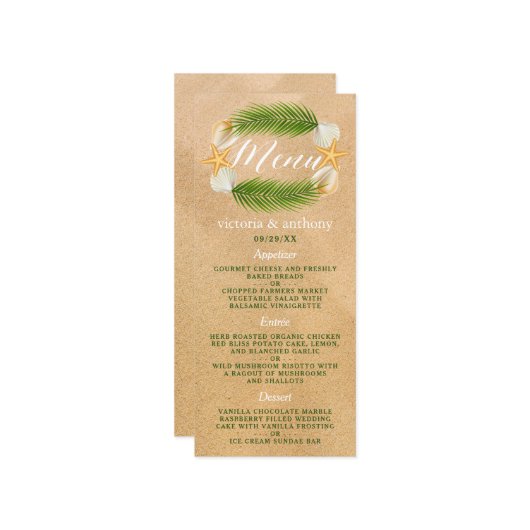 トロピカルリースサンディビーチ結婚式 メニュー (正面/裏面インサイチュ)