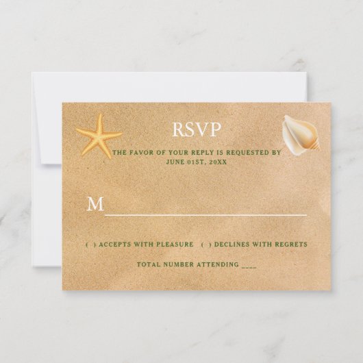 トロピカルリースサンディビーチ結婚式RSVP 出欠カード (裏面)
