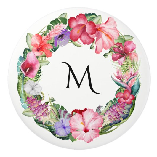 トロピカルリースフローラレイハイビスカスサマーシック セラミックノブ (正面)