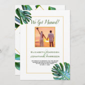 トロピカルリーフたった今結婚しました発表披露宴 招待状 (正面/裏面)