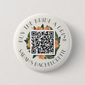 トロピカルリーフで花嫁にドリンクを買おう バーチャル結婚式の為のQRコードボタン 缶バッジ (正面)