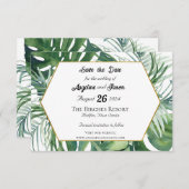 トロピカルリーフとグリーンの結婚式 Save the Date セーブザデート (正面/裏面)