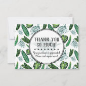 トロピカルリーフとパーム葉のサンキューカード 招待状 (正面)