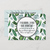 トロピカルリーフとパーム葉のサンキューカード 招待状 (正面/裏面)