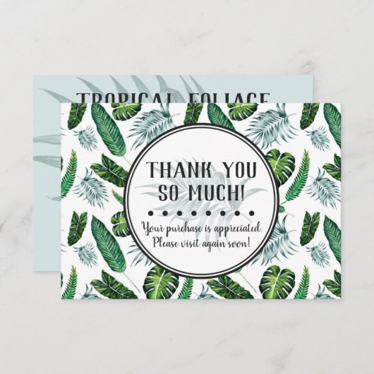 トロピカルリーフとパーム葉のサンキューカード 招待状 (正面/裏面)