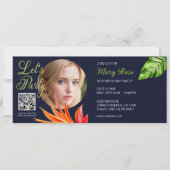 トロピカルリーフと花 招待状 (正面)