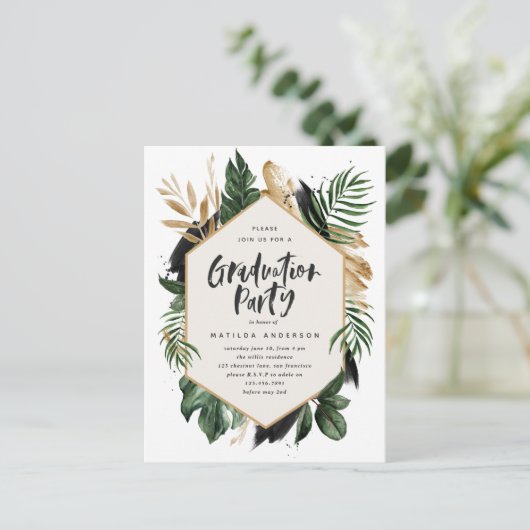 トロピカルリーフの卒業招待状 ポストカード (スタンド正面)