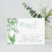 トロピカルリーフウォーターカラー返信RSVP 出欠カード (スタンド正面)