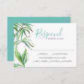 トロピカルリーフウォーターカラー返信RSVP 出欠カード (正面/裏面)