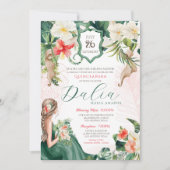 トロピカルリーフエメラルドグリーンフローラキンセアニェラ 招待状 (正面)