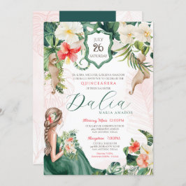 トロピカルリーフエメラルドグリーンフローラキンセアニェラ 招待状