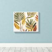 トロピカルリーフエレガントアート – ミニマリスト植物学 キャンバスプリント (インサイチュ (ウッドフロア))