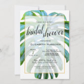 トロピカルリーフエレガントスクリプトブライダルシャワー 招待状 (正面)