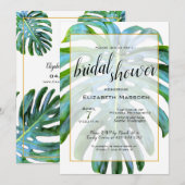 トロピカルリーフエレガントスクリプト ブライダルシャワー 招待状 (正面/裏面)