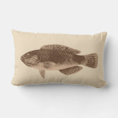 トロピカルリーフカリブのフィッシュ、ダークブラウンon Beige ランバークッション (裏面)