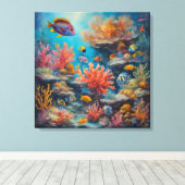 トロピカルリーフキャンバスアートプリント キャンバスプリント (インサイチュ (ウッドフロア))