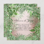 トロピカルリーフグリッターガーデンバラ金ゴールドミントグリーン 招待状 (正面/裏面)