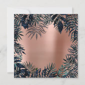 トロピカルリーフグリッターガーデンブルーネイビーティール（緑がかった色）赤面 招待状 (裏面)