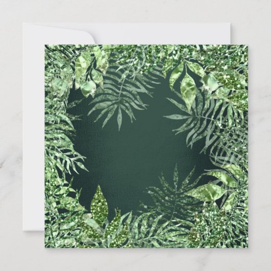 トロピカルリーフグリッターガーデンミントグリーンカリルクス 招待状 (裏面)