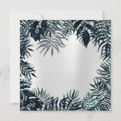 トロピカルリーフグリッターガーデン花模様ティール(緑がかった色)グレイ 招待状 (裏面)