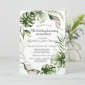 トロピカルリーフグリッター ドリップ ウェディングアニバーサリー 招待状 (スタンド正面)