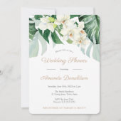 トロピカルリーフグリーンアンドゴールドブライダルシャワーパーティ 招待状 (正面)