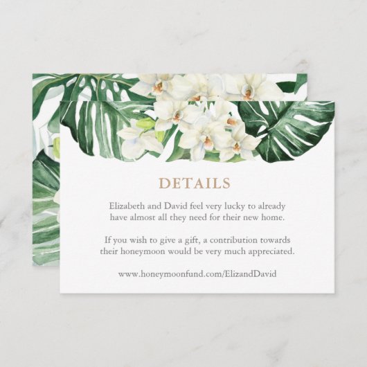 トロピカルリーフスウェディング詳細またはレジストリ エンクロージャーカード (正面/裏面)