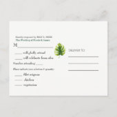 トロピカルリーフスヒビスカスフラミンゴ結婚式の出欠確認 インビテーションポストカード (裏面)