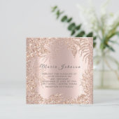 トロピカルリーフス・グリッター フレーム ブラッシュ ローズゴールド 招待状 (スタンド正面)