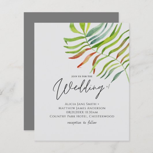 トロピカルリーフデスティネーションビーチ結婚式招待状 (正面/裏面)