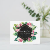 トロピカルリーフハイビスカス フラミンゴ Save the Date 案内ポストカード (スタンド正面)