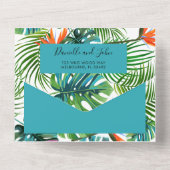 トロピカルリーフバードオブパラダイスビーチ結婚式RSVP オールインワン招待状 (裏面)