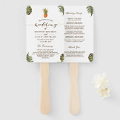 トロピカルリーフパイナップルルアウウェディングプログラム ハンドファン (正面&裏面)