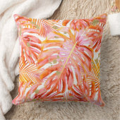 トロピカルリーフパターンサンゴ&バラ金ゴールドグリッター クッション (ブランケット)