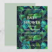 トロピカルリーフパターン ベビーシャワー 招待状 (正面/裏面)