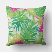 トロピカルリーフパターン – 水色ジャングル生地 クッション (裏面)