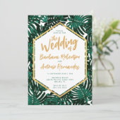 トロピカルリーフビーチグリーン パームウェディング 招待状 (スタンド正面)