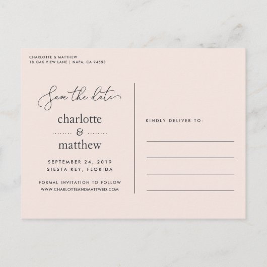 トロピカルリーフビーチ結婚式写真の保存日時 案内ポストカード (裏面)