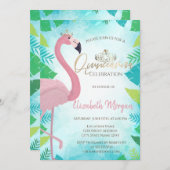 トロピカルリーフピンクフラミンゴサマーキンセアニラ 招待状 (正面/裏面)