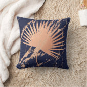 トロピカルリーフピンクローズ金ゴールド赤面植物海軍 クッション (ブランケット)