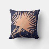 トロピカルリーフピンクローズ金ゴールド赤面植物海軍 クッション (裏面)